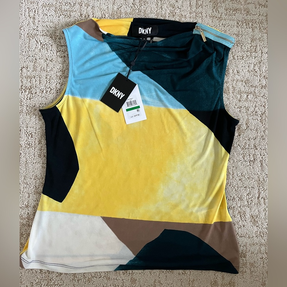 DKNY Sleeveless color block top PL NWT